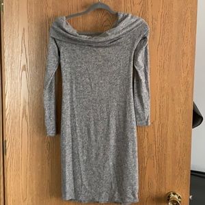 Express Grey Off-Shoulder Dress